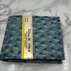 DELUX Genuine Leather Blue Bifold Wallet-New!